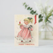 Cartes Pour Fêtes Annuelles fille de Noël rétro (Debout devant)