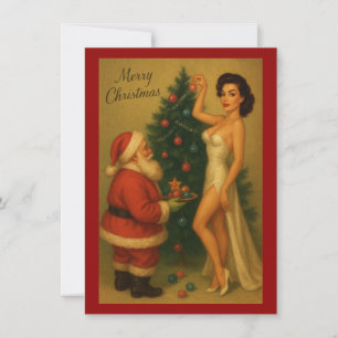 Cartes Pour Fêtes Annuelles Fille de Noël vintage des années 1950 décorant ave