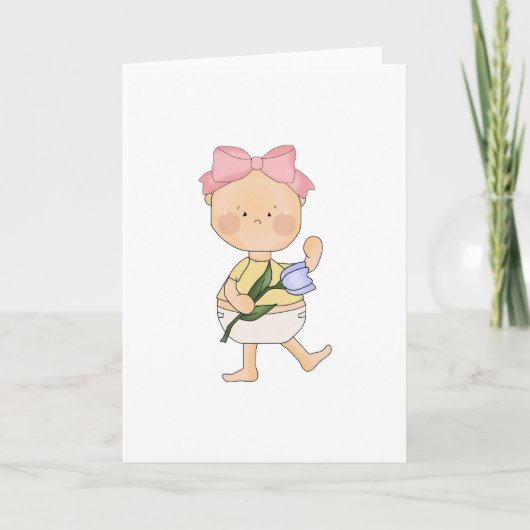 Cartes Pour Fêtes Annuelles fille de pâques avec tulipe de printemps (Devant)