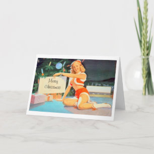 Cartes Pour Fêtes Annuelles Fille de Pin- de Noël sous l'arbre