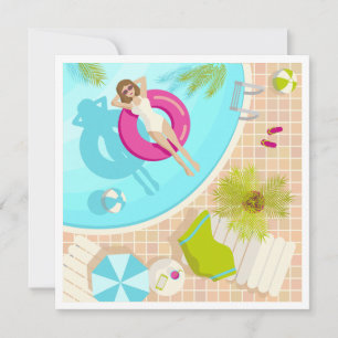 Cartes Pour Fêtes Annuelles Fille de piscine en bikini plage d'été