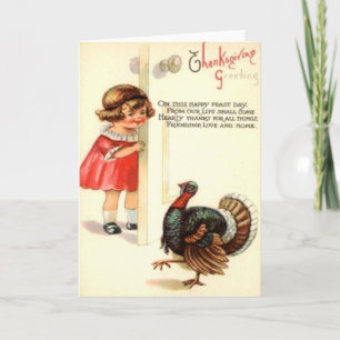 Cartes Pour Fêtes Annuelles Fille & Dinde