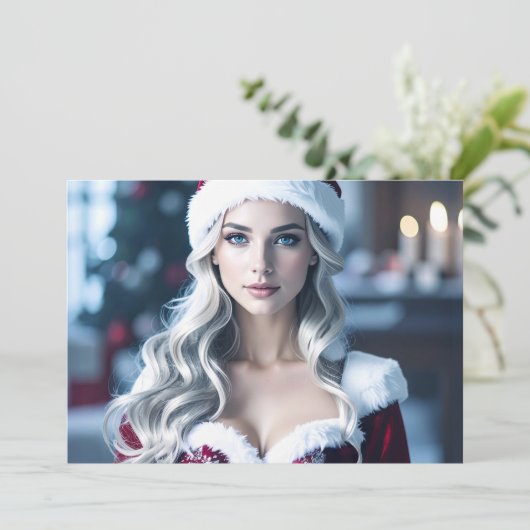 Cartes Pour Fêtes Annuelles Fille du Père Noël (Debout devant)