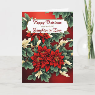 Cartes Pour Fêtes Annuelles Fille en droit Poinsettias de Noël