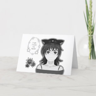 Cartes Pour Fêtes Annuelles Fille en quarantaine. Style manga