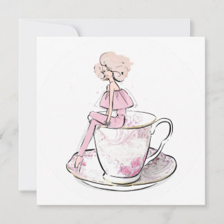 Cartes Pour Fêtes Annuelles Fille en teacup rose floral