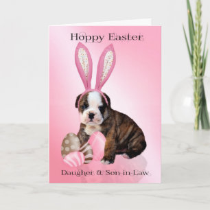 Cartes Pour Fêtes Annuelles Fille et gendre mignonne chiot de Pâques Bulldog