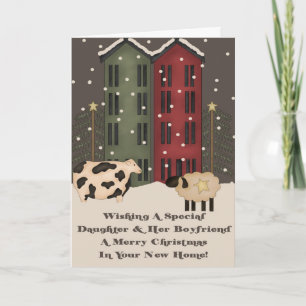 Cartes Pour Fêtes Annuelles Fille et petit ami 1er Noël dans une nouvelle mais