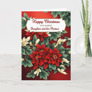 Cartes Pour Fêtes Annuelles Fille et son partenaire Noël Poinsettias