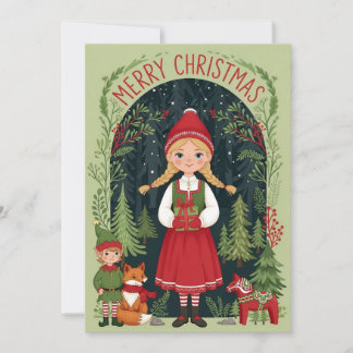 Cartes Pour Fêtes Annuelles Fille Fantaisiste d'Hiver