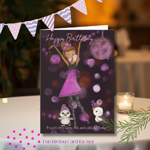 Cartes Pour Fêtes Annuelles Fille funky disco Anniversaire "Extraordinaire"