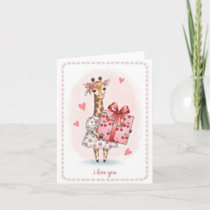 Cartes Pour Fêtes Annuelles Fille girafe adorable 