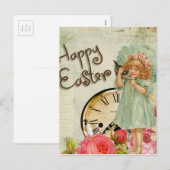 Cartes Pour Fêtes Annuelles fille heureuse de Pâques (Devant / Derrière)