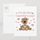 Cartes Pour Fêtes Annuelles Fille Ours 1er Saint Valentin (Devant / Derrière)