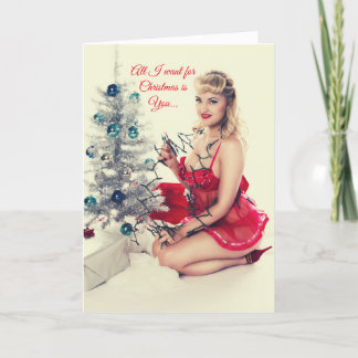 Cartes Pour Fêtes Annuelles Fille pinup sexy et drôle personnalisable