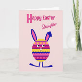 Cartes Pour Fêtes Annuelles Fille Pouf de Pâques lapin rose (Devant)