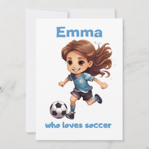 Cartes Pour Fêtes Annuelles Fille qui aime le football avec votre nom