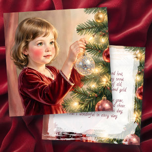 Cartes Pour Fêtes Annuelles Fille Rétro Nostalgique et Sapin de Noël