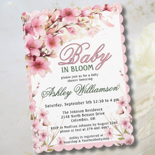 Cartes Pour Fêtes Annuelles Fille rose florale bébé dans l'aquarelle fleurie