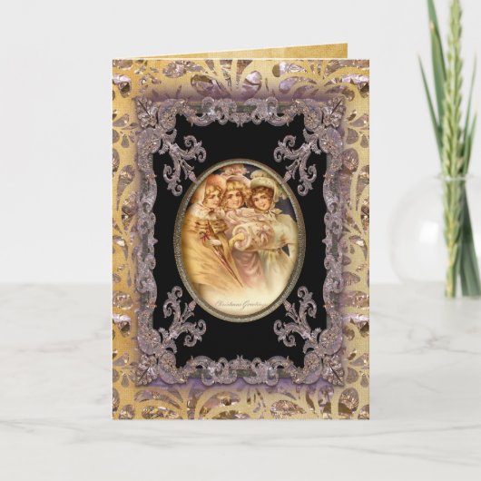 Cartes Pour Fêtes Annuelles Fille salutations Victorian (Devant)