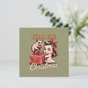 Cartes Pour Fêtes Annuelles Fille Sauvage Noël Opossum Xmas Rétro Branché