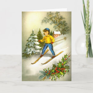 Cartes Pour Fêtes Annuelles Fille ski