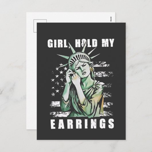 Cartes Pour Fêtes Annuelles Fille, Tiens mes oreilles Liberté Statut Américain (Devant / Derrière)