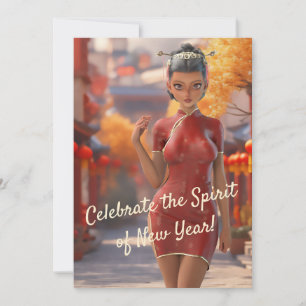 Cartes Pour Fêtes Annuelles Fille Toon Exotique Fête le Nouvel An Chinois