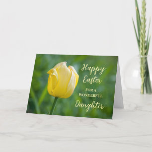 Cartes Pour Fêtes Annuelles Fille Tulipe Jaune Bonne Pâques