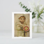 Cartes Pour Fêtes Annuelles Fille victorienne avec des roses de Noël (Debout devant)