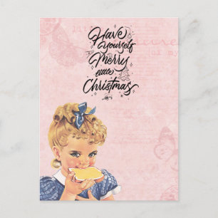 Cartes Pour Fêtes Annuelles Fille vintage Manger Pain Fête de Noël