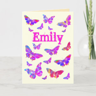Cartes Pour Fêtes Annuelles Filles Anniversaire Papillon Purple Pop Art Ajoute