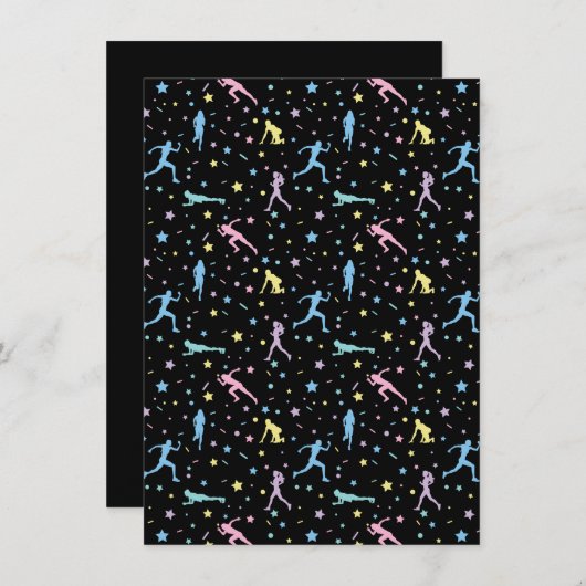 Cartes Pour Fêtes Annuelles Filles Cross Country, Terrain de piste, Marathon R (Devant / Derrière)