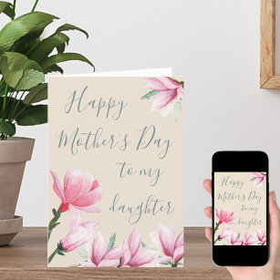 Cartes Pour Fêtes Annuelles Filles Fête des mères Fleurs de Magnolia rose