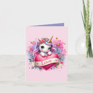 Cartes Pour Fêtes Annuelles Filles mignonnes licorne Saint-Valentin ajouter un