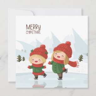 Cartes Pour Fêtes Annuelles Filles patinant à Noël