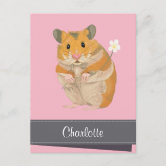 Cartes Pour Fêtes Annuelles Filles personnalisées Hamster d'or