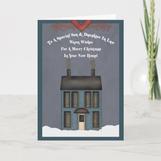 Cartes Pour Fêtes Annuelles Fils & Belle-Fille, 1er Noël dans la nouvelle mais (Devant)