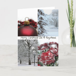 Cartes Pour Fêtes Annuelles Fils et copain Noël Rouge Collage hiver