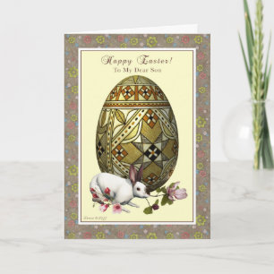 Cartes Pour Fêtes Annuelles Fils Pâques - Oeuf et lapin