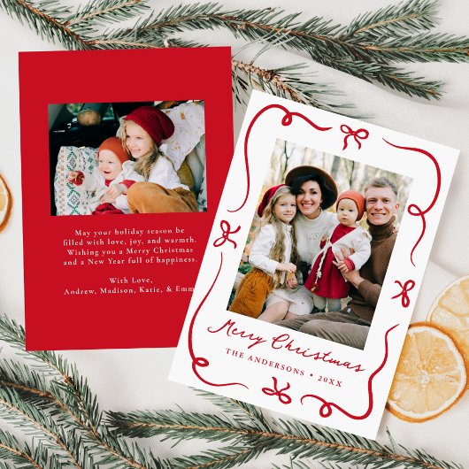 Cartes Pour Fêtes Annuelles Fils rouges à main fantaisie 2 Photo Noël
