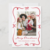 Cartes Pour Fêtes Annuelles Fils rouges à main fantaisie 2 Photo Noël (Devant)