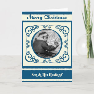 Cartes Pour Fêtes Annuelles Fils vintage de Père Noël et son Noël de mari