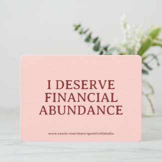Cartes Pour Fêtes Annuelles Financial Abundance Affirmation Custom Card Gift