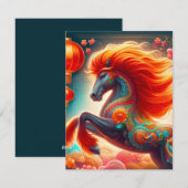 Cartes Pour Fêtes Annuelles Fire Horse (Devant / Derrière)