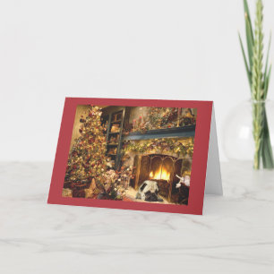 Cartes Pour Fêtes Annuelles Fireplace de Pug Christmas
