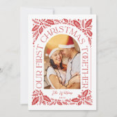Cartes Pour Fêtes Annuelles First Christmas Together Arch Red 3 Photo Collage (Devant)