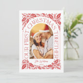 Cartes Pour Fêtes Annuelles First Christmas Together Arch Red 3 Photo Collage (Debout devant)