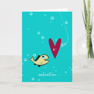 Cartes Pour Fêtes Annuelles Fish and Heart Hook - Valentine's Day Card