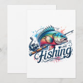Cartes Pour Fêtes Annuelles Fisher Gift J'aime la pêche (Devant / Derrière)